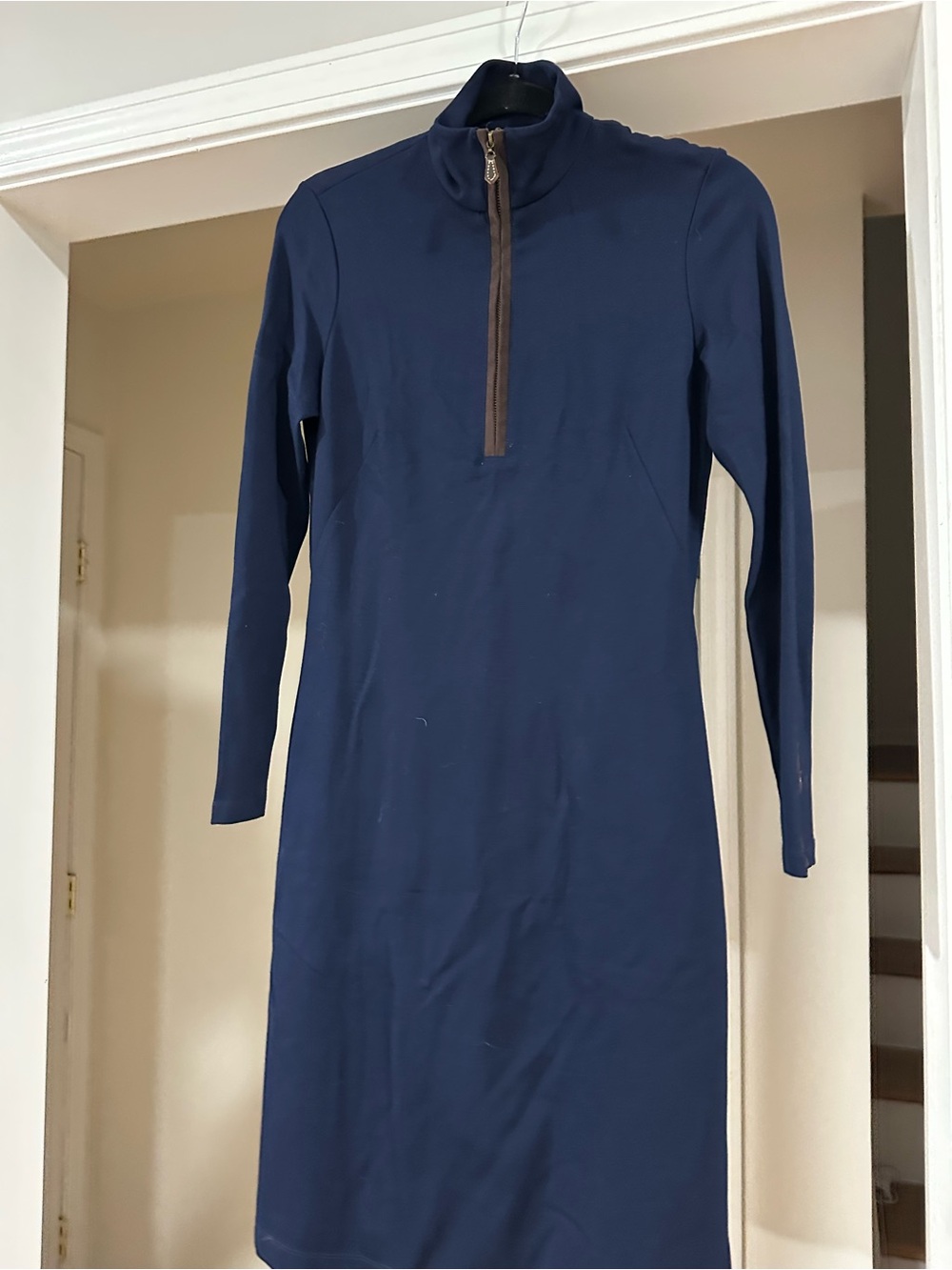 J. McLaughlin Navy Long-Sleeve Zip-Neck Dress